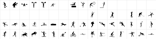 Athletes Regular  glyph index