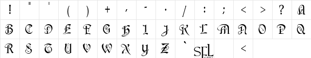 Bastille Regular  glyph index