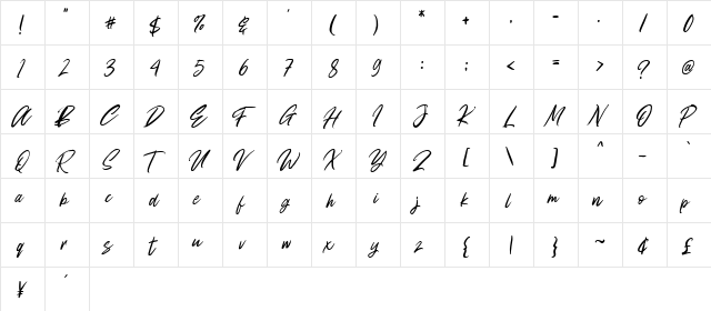 Besttiny Regular  glyph index