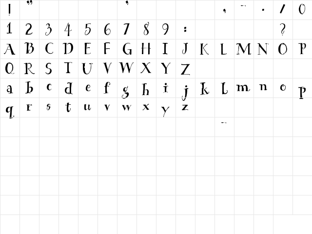 House Sitter's Club Regular  glyph index