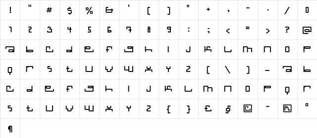 CardholderC Regular  glyph index