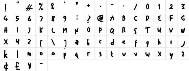 Haylow Marker Regular  glyph index