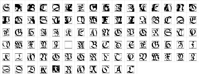 SchoenspergerCaps Regular  glyph index