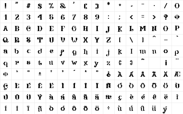 Bleo Medium  glyph index