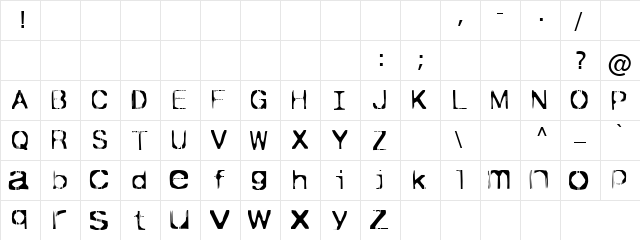 Stripy Lines Regular  glyph index