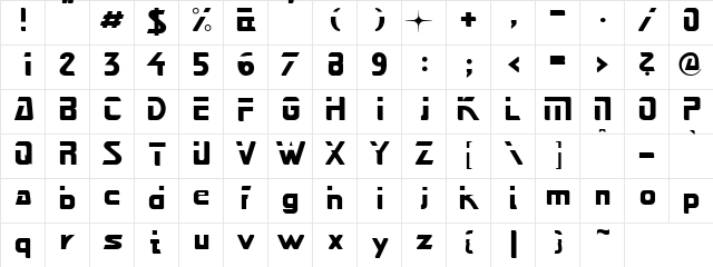 Pluto Regular  glyph index