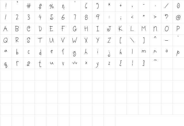 Scrap Twiggy Regular  glyph index