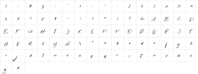 Wildbreak DEMO Regular  glyph index