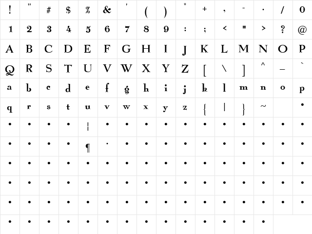 Seasons Of Wither 1 Regular  glyph index