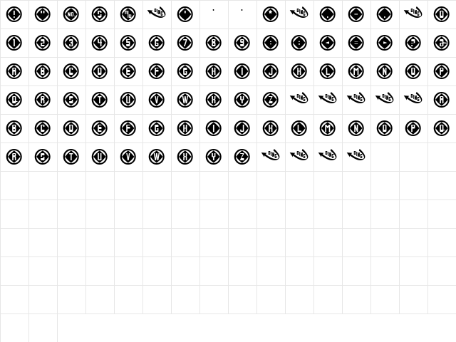 Rudeboy Regular  glyph index