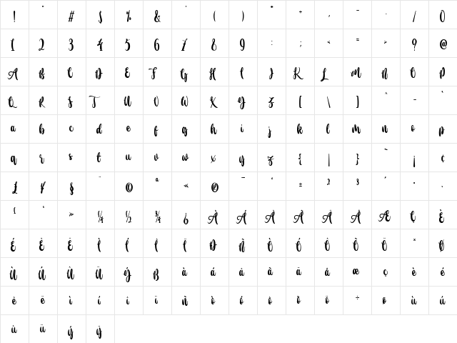 de Floras Bold  glyph index