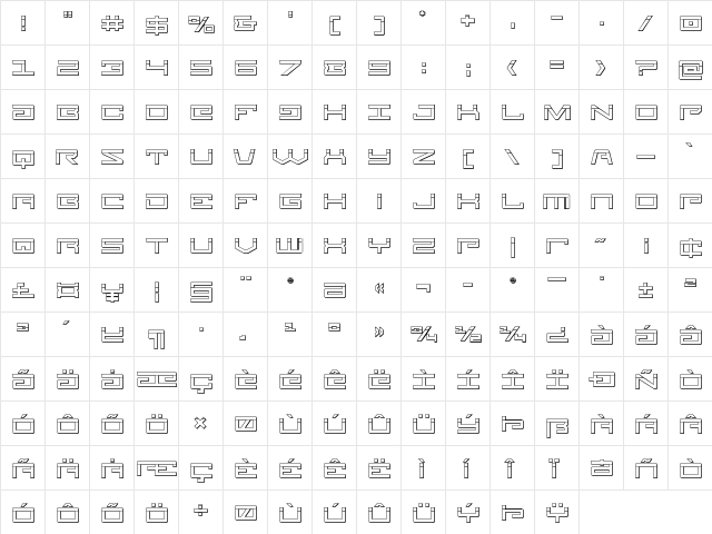 Legion Bullet Regular  glyph index
