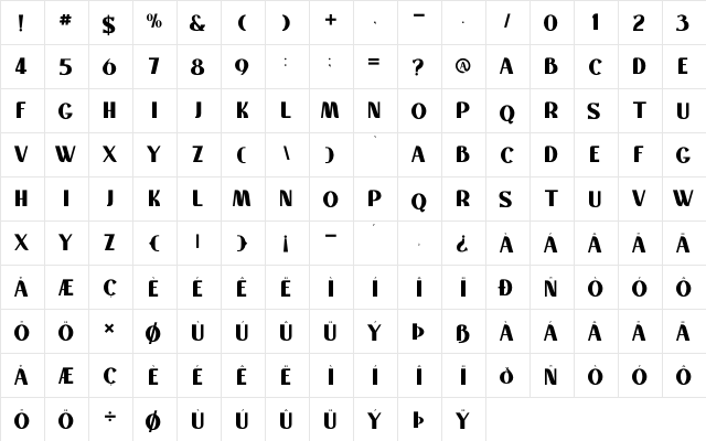 Montaseli Sans Regular  glyph index