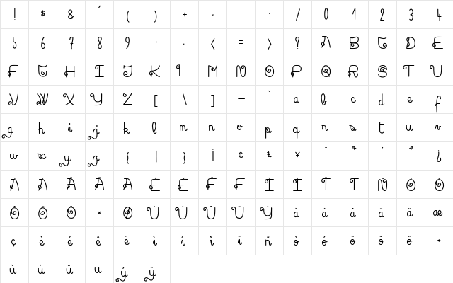 Rock and Roll Street Regular  glyph index