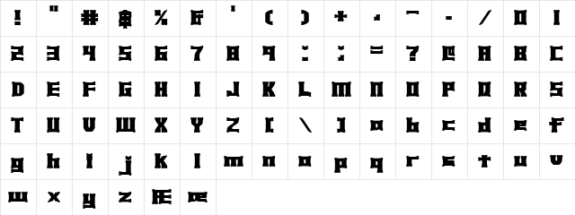 Xhume (BRK) Regular  glyph index