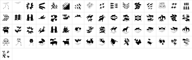 DueTresQuattro Regular  glyph index