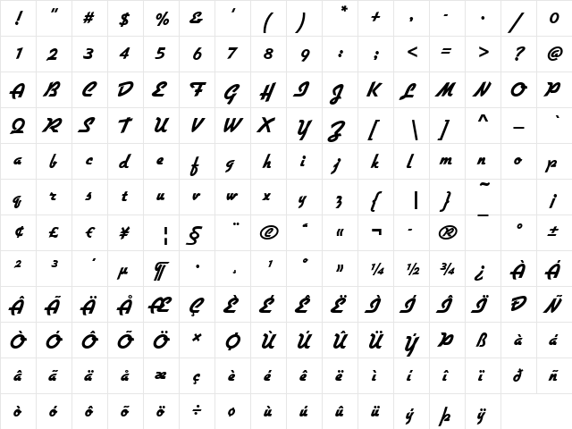 Giulio-Xbold Regular  glyph index