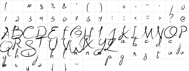 Alestraza Regular  glyph index