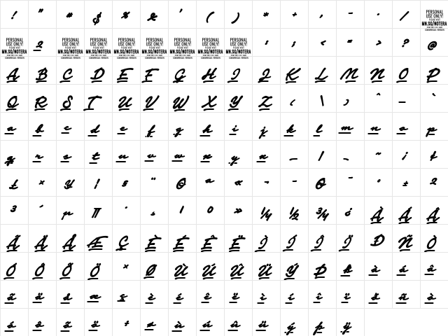 Notera 2 Underline PERSONAL USE Black  glyph index
