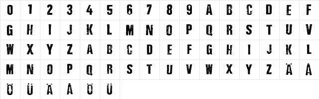 Depressionist 3 Revisited Regular  glyph index