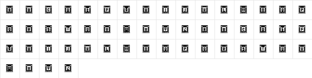 Broadway Capitals Light Negativ Regular  glyph index