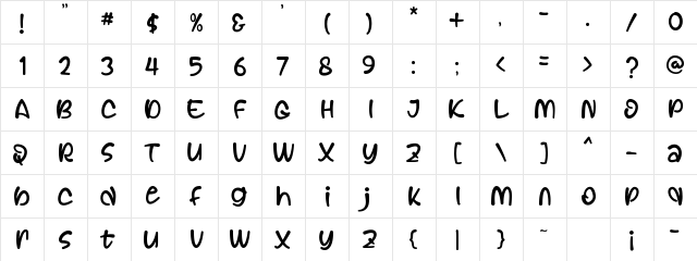 Relaxnes Regular  glyph index