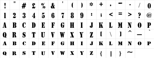 AustralianFlyingCorpsStencil Regular  glyph index