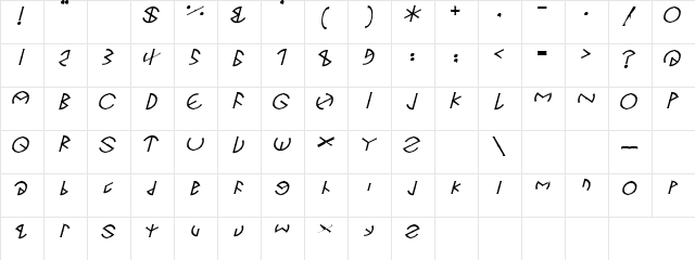 Seventh State Regular  glyph index