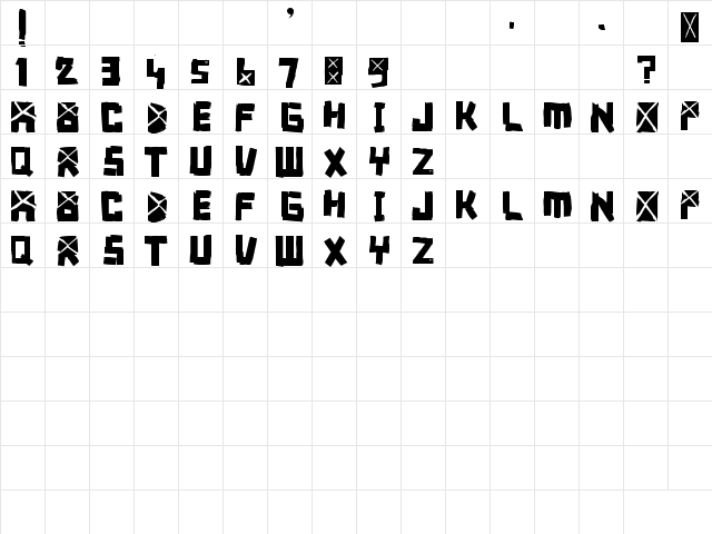 font breakdown Regular  glyph index