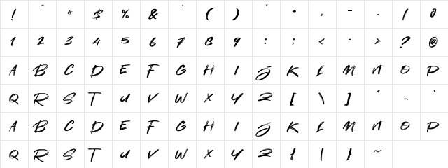Sandiago Regular  glyph index