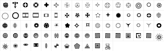 Texticles Regular  glyph index