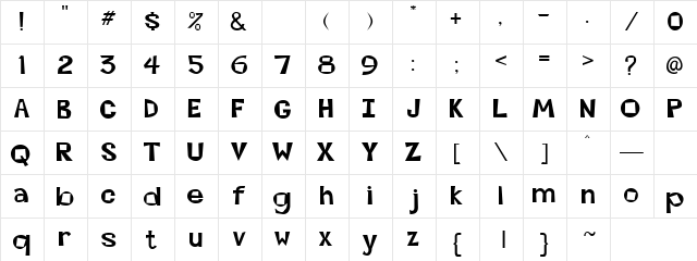Rects Vallet Regular  glyph index