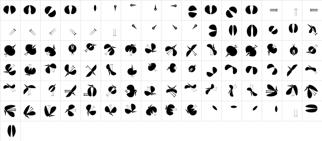 BirdsToolbox Regular  glyph index