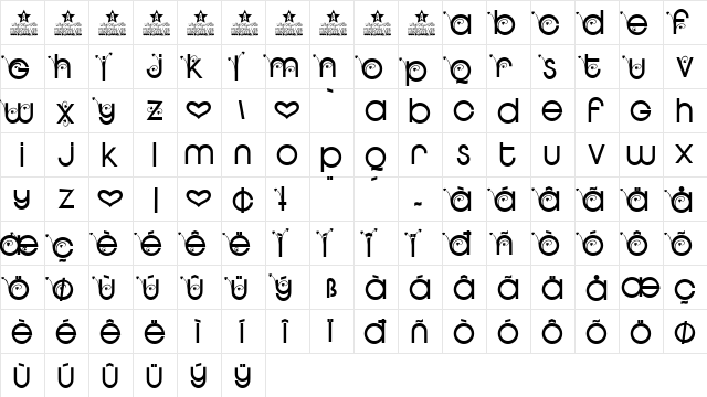 HEARTS GARDEN PERSONAL USE Regular  glyph index