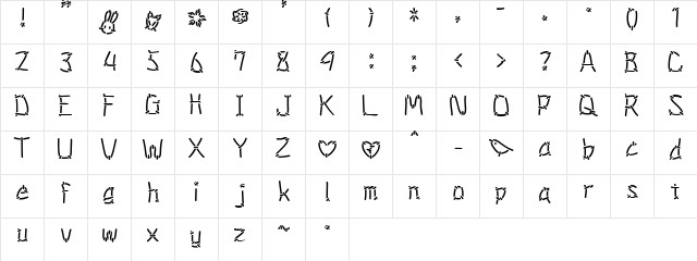 SGstitchA Regular  glyph index