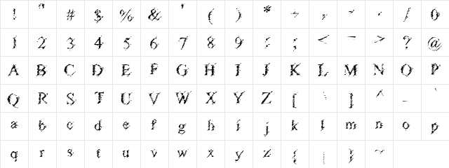 Glass Sandwich Regular  glyph index