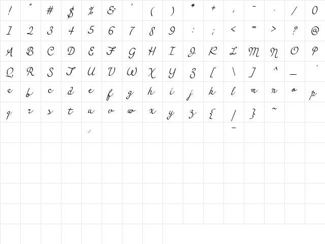 CK Romance Normal  glyph index