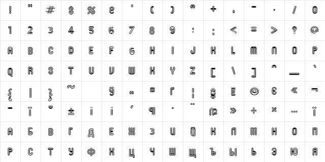 RonInset7 Bold  glyph index
