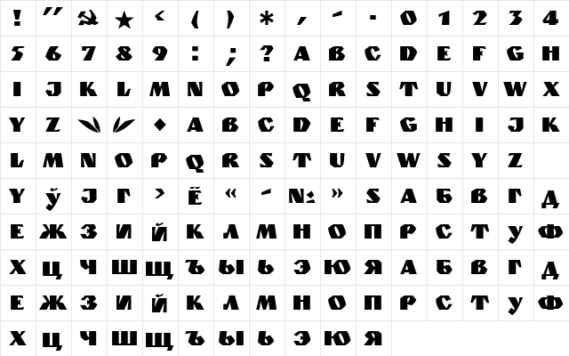 Granit Normal  glyph index