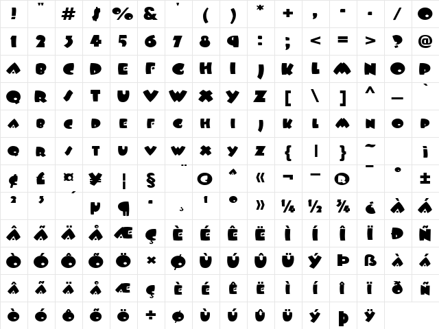 Wampum-Extended Normal  glyph index