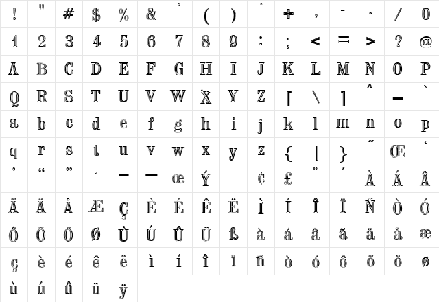 Flower Regular  glyph index
