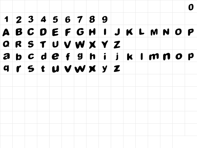 Cute 3 Regular  glyph index