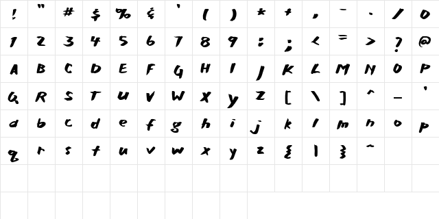 CK Broad Pen Regular  glyph index
