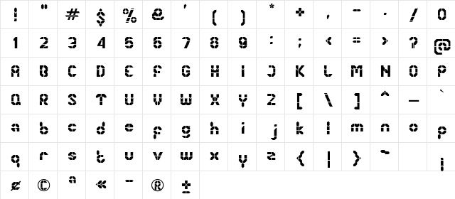 Fighter Brick Regular  glyph index