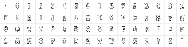 NouveauUneOutline Regular  glyph index