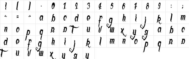 Juart Regular  glyph index