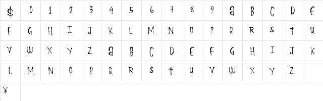 BasketFries Regular  glyph index