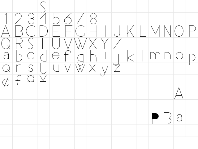 Pacitan Demo Regular  glyph index