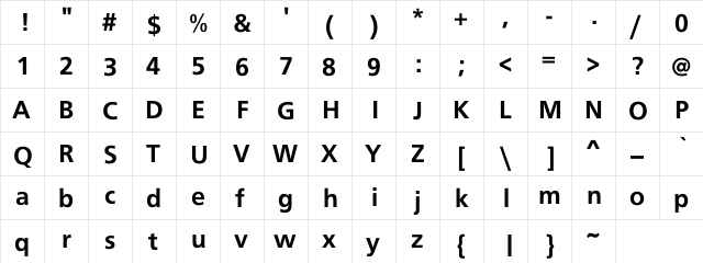 Cadet Sans Bold Regular  glyph index