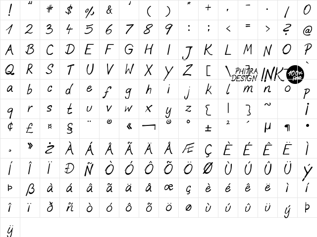 phitradesign INK Regular  glyph index